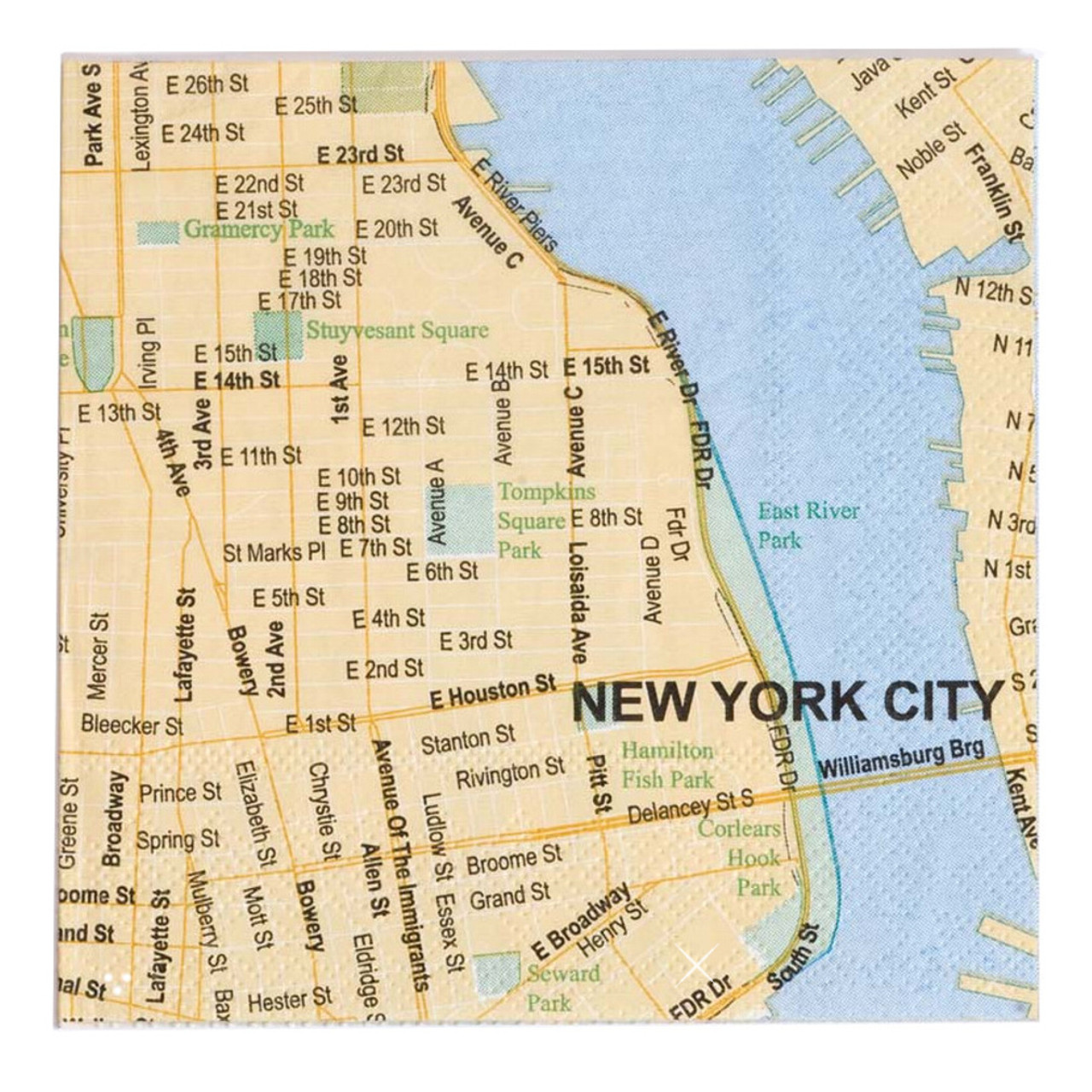 New York City Map 5 Inch Cocktail Napkins