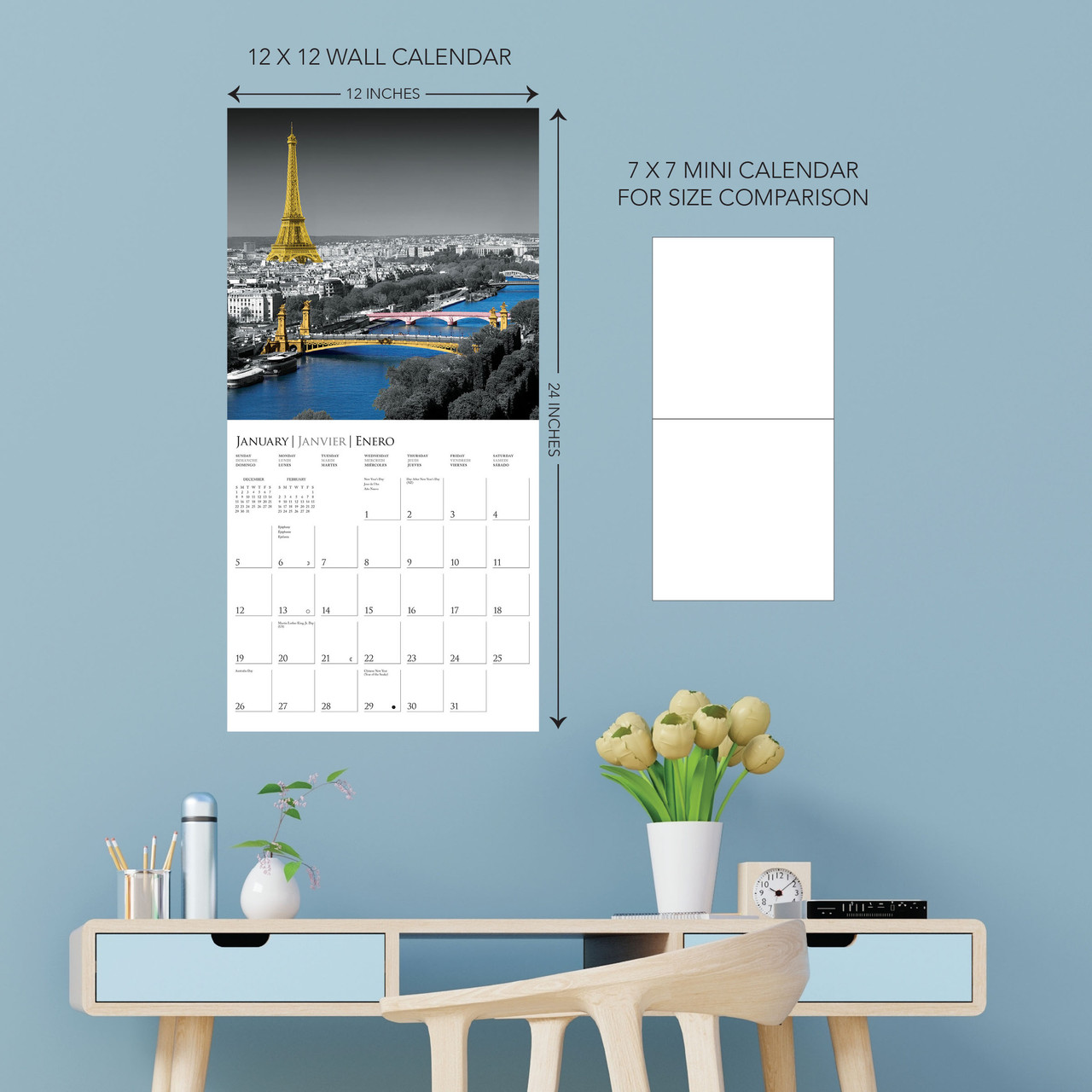 2025 Paris Calendar, Paris Glitz Wall Calendar