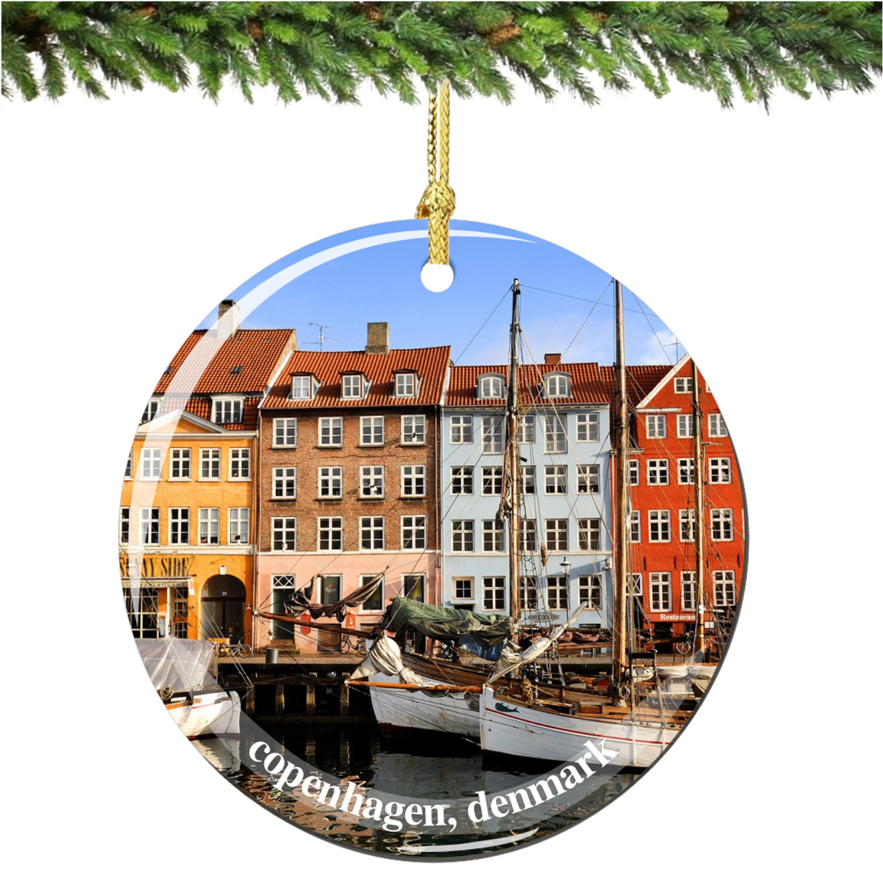 Denmark Christmas Ornament, Porcelain