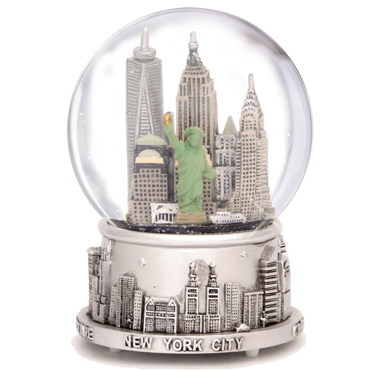 Silver New York City Snow Globe 3.5 Inch empire State building,Skyline Liberty