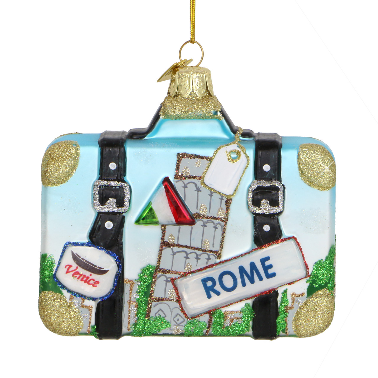 Italy Suitcase Glass Ornament