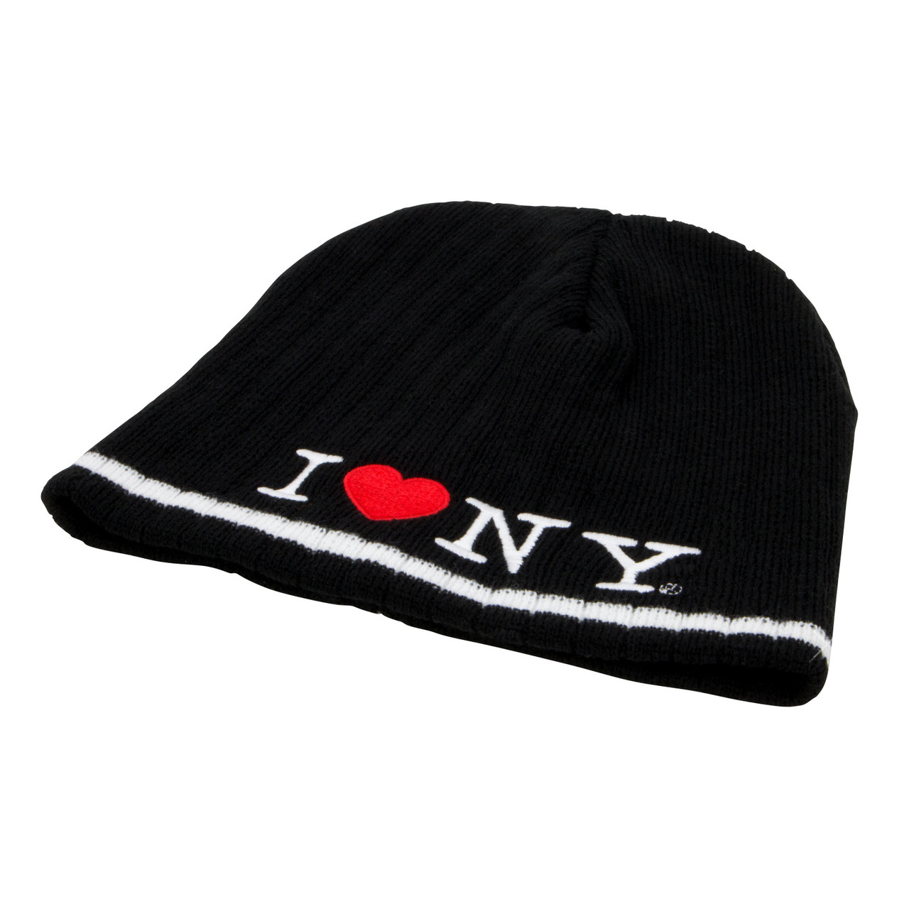 I Love NY Knit Black Beanie Hat Adult Size