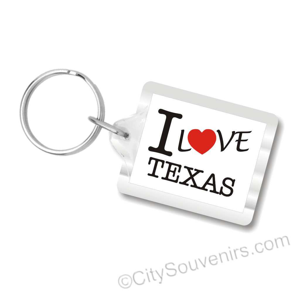 I Love Texas Plastic Key Chain