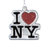I Love NY Glass Logo Ornament