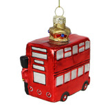 London Double Decker Bus and Crown Glass Ornament