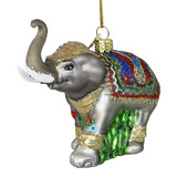 Elephant Glass Christmas Ornament