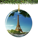 Eiffel Tower Christmas Ornament with River Seine Porcelain