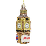 Big Ben Glass Ornament with Union Jack Flag