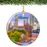 Boston Christmas Ornament Porcelain Double Sided