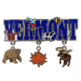 Metal Vermont Magnet 3 Charms