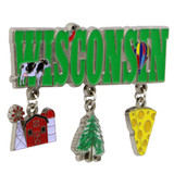 Metal Wisconsin Magnet 3 Charms