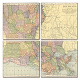 Louisiana Map Coaster Set of 4