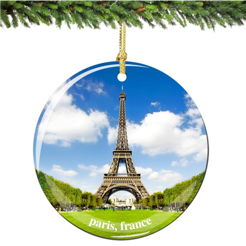 Eiffel Tower Porcelain Christmas Ornament