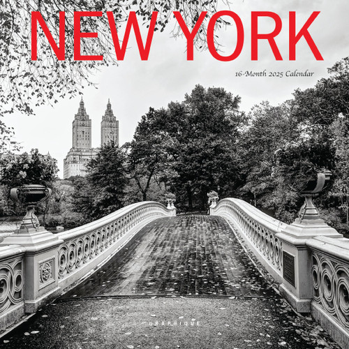 2025 New York Mini Calendar, Black and White Wall Calendar