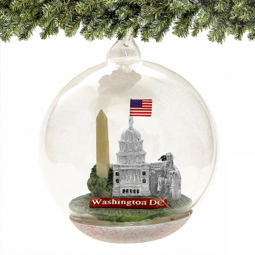 DC Glass Christmas Ornament, Landmarks Memory Globe
