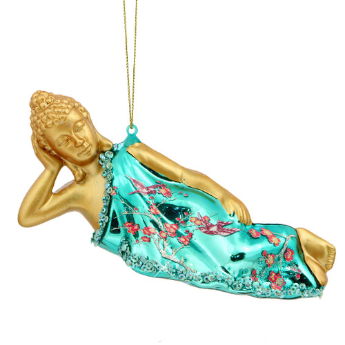 Reclining Buddha Glass Christmas Ornament