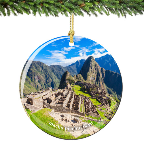 Machu Picchu Peru Christmas Ornament Porcelain