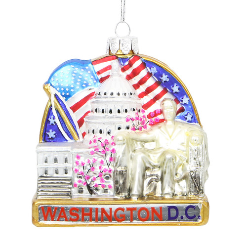Washington DC Landmarks Glass Ornament