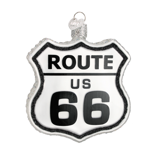 Route 66 Sign Glass Ornament