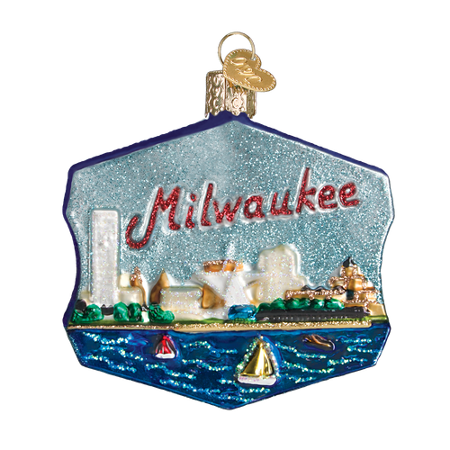 Milwaukee Skyline Glass Ornament