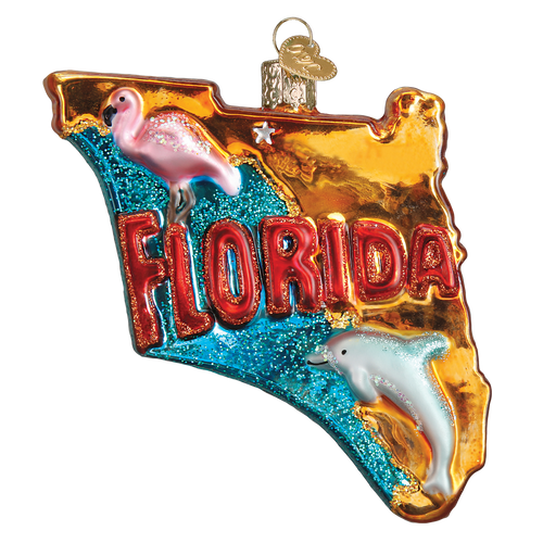 State Of Florida Landmarks Glass Ornament