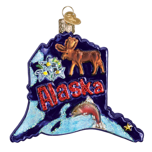 State Of Alaska Landmarks Glass Ornament
