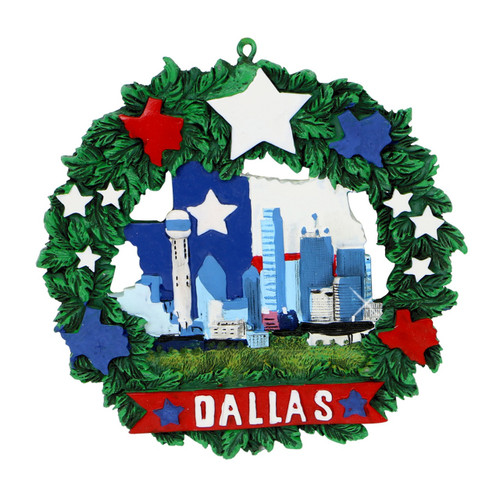 Dallas Texas Christmas Ornament Wreath