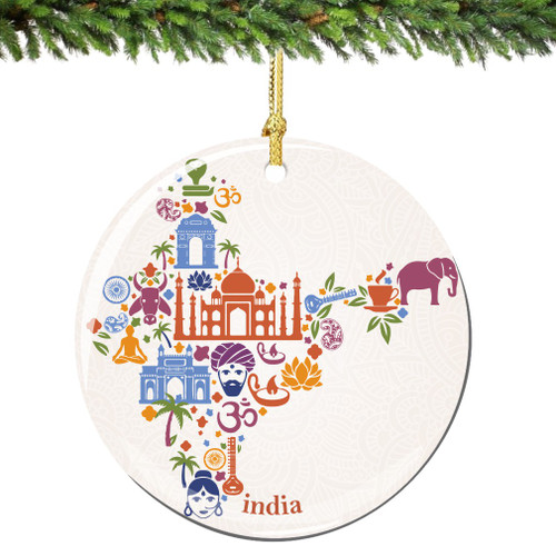 India Christmas Ornament Porcelain Double Sided