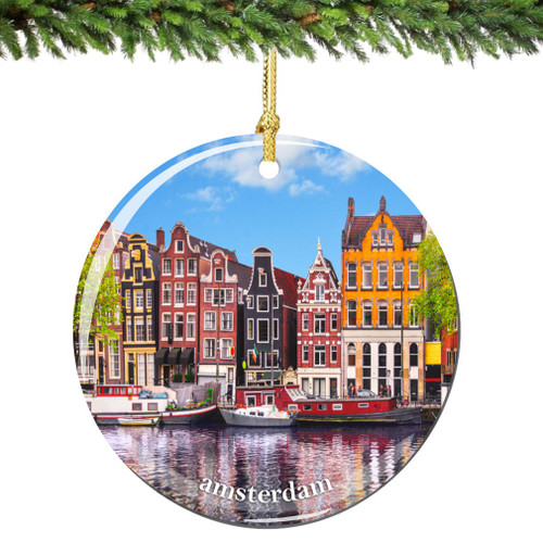 Amsterdam Christmas Ornament Porcelain Double Sided