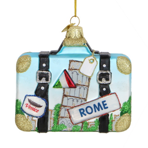 Italy Suitcase Glass Ornament