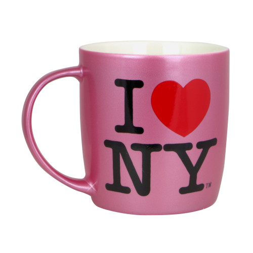 I Love NY Mug Metallic Pink 10oz