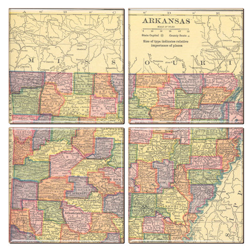 Arkansas Map Coaster Set of 4