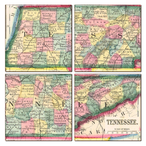 Tennessee Map Coaster Set of 4