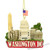 Washington DC Christmas ornament with landmarks -- Washington Monument, Lincoln Memorial, Capitol Building and Jefferson Monument.