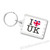 I Love U.K. Plastic Key Chain, I heart UK, United Kingdom