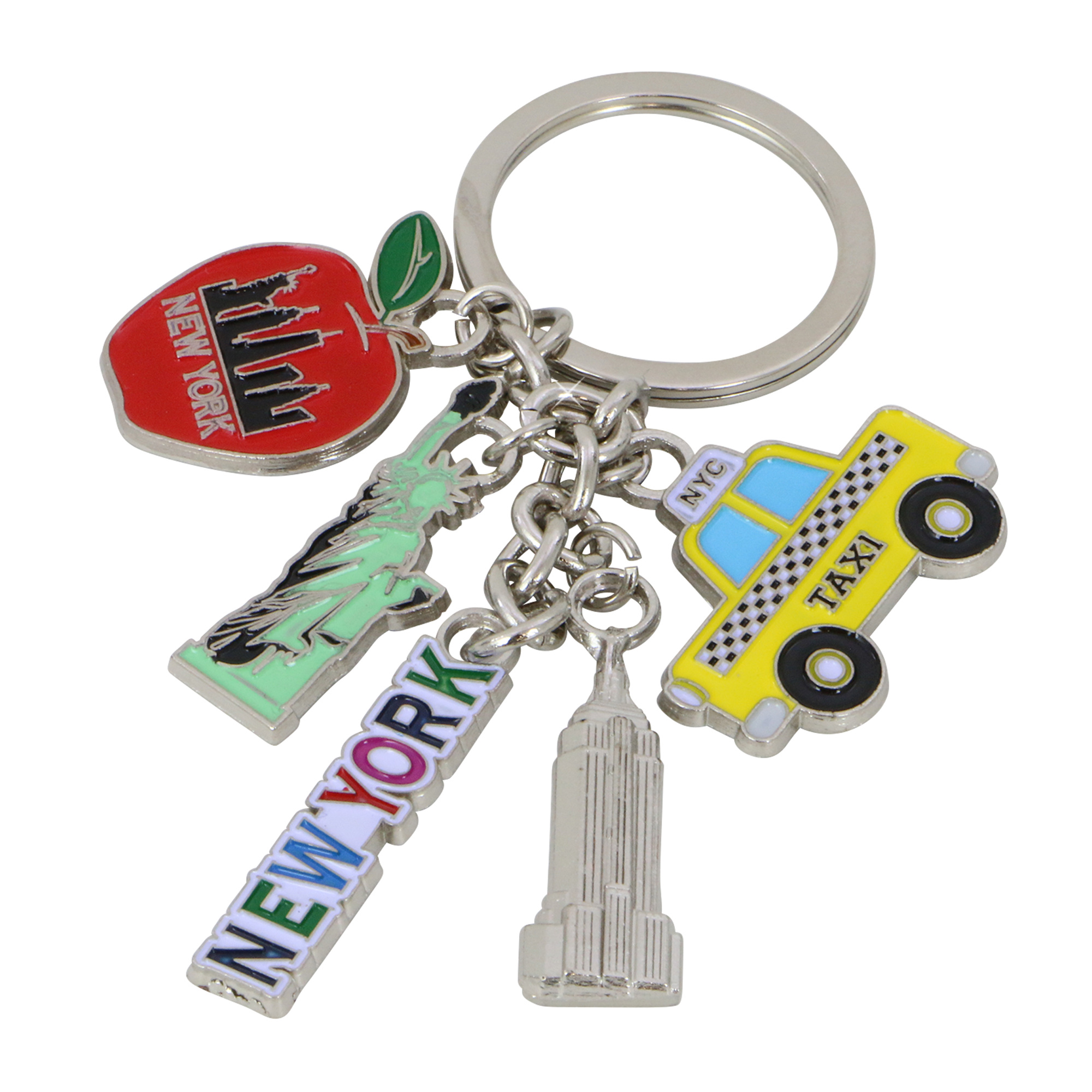 City Souvenirs Metal I Love NY Key Chain 5 Charms