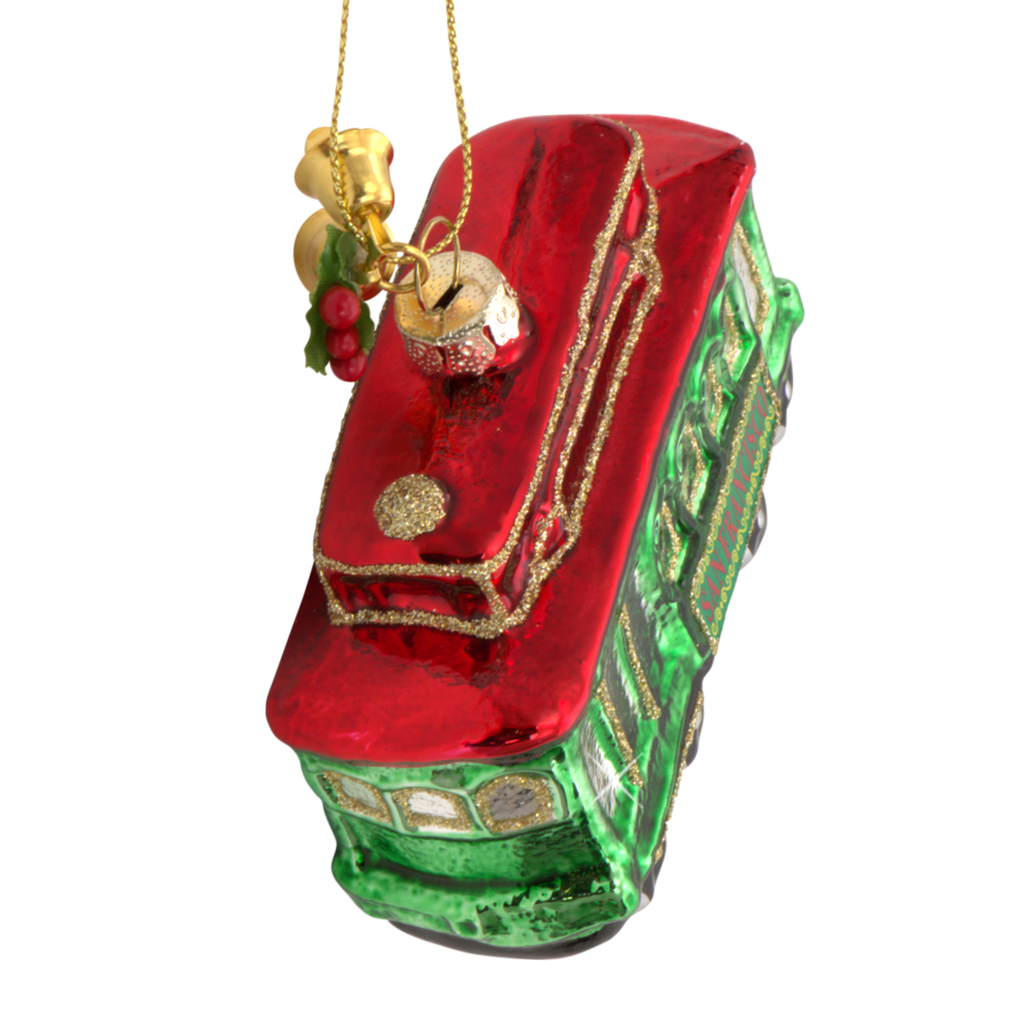 Christmas San Francisco Trolley Glass Ornament