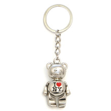 Metal NY Baseball Teddy Bear Key Chain