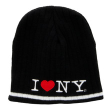 I Love NY Knit Black Beanie Hat Adult Size