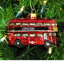 London Bus and Landmarks Glass Ornament 