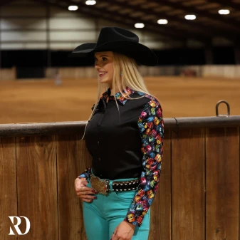 Dice roll satin rodeo shirt