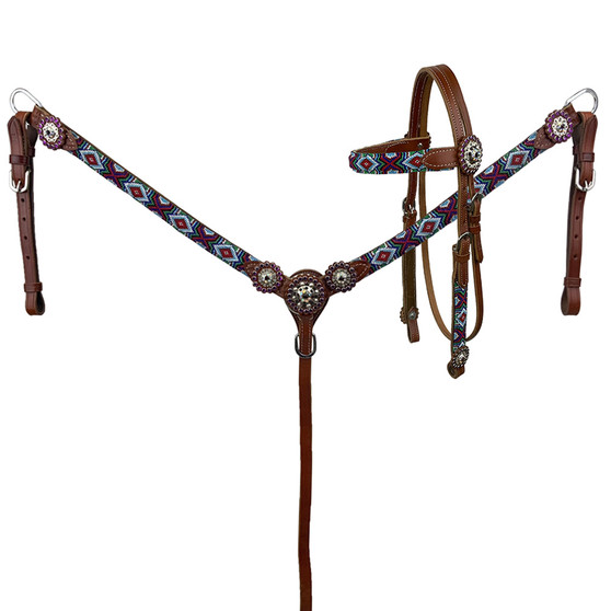 Showman Dreamcatcher Browband Beaded Headstall and Breastcollar Set