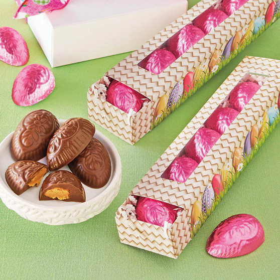 peanut butter filled dark chocolate eggs