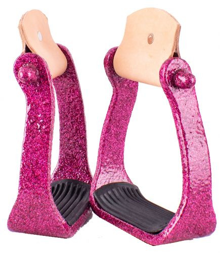 Pink epoxy glitter stirrups