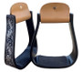 Showman®  Black Aluminum Stirrups with Silver Engravings and rubber grip tread