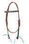 Browband Headstall with Turquoise Leather Plait