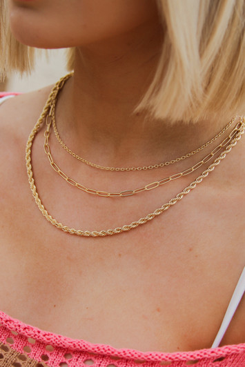 3 Layer Gold Chain Necklace 