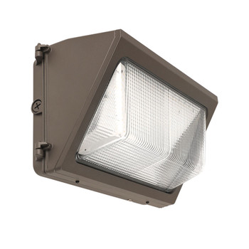 US LED QubePAK 4 Outdoor LED Wall Pack – Angled View of Bronze Housing and Glass Lens