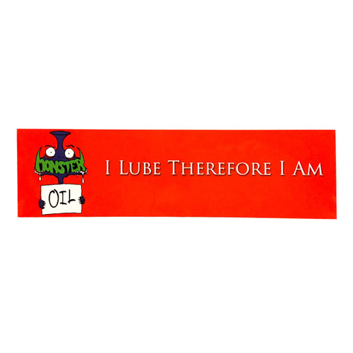 Funny Brass Music Sticker from Monster Oil: "I Lube Therefore I Am"