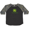 John Deere Youth Boy 3/4 Sleeve Logo Raglan-Dark Heather